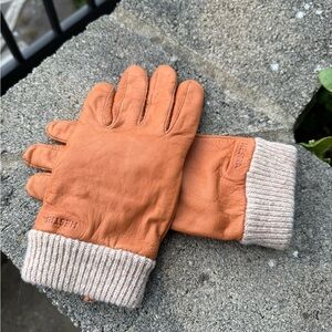 Hestra Idun Leather Gloves in Cork with Knit Cuff - 7